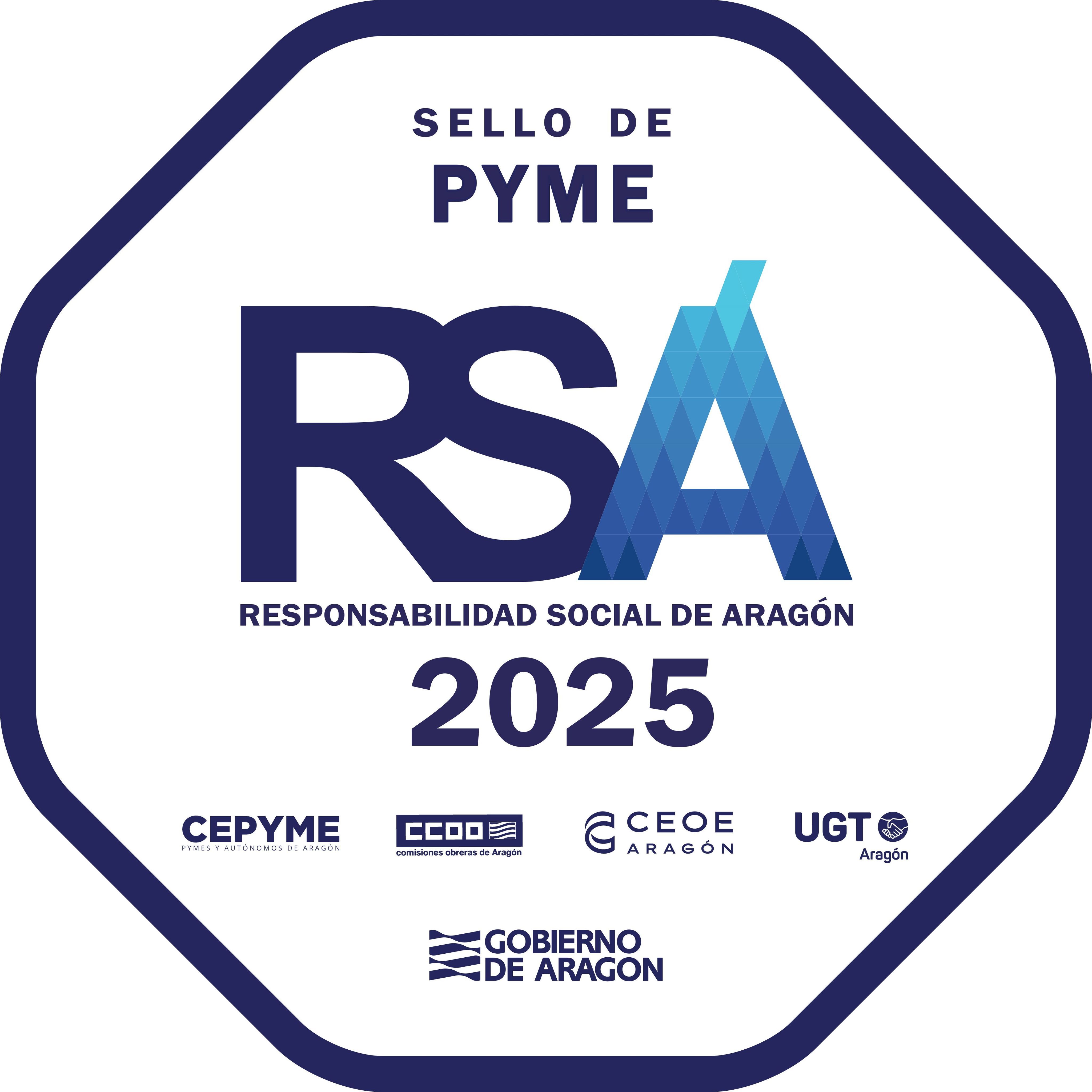 Sello de PYME - RSA - Responsabilidad Social de Aragón 2025 - CEPYME - CEOE - Gobierno de Aragón